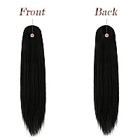 FESHFEN Long Straight Ponytail Extensions 28 inch Drawstring Pony Tails Natural Synthetic Hairpiece Clip in Ponytails Hairpieces for Women Girls, Natural Black