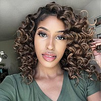 Toyotree Ocean Wave Crochet Hair 9 Inch 8 Packs Ombre Brown Short Curly Deep Wave Crochet Hair Synthetic Ocean Wave Braiding