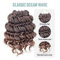 Toyotree Ocean Wave Crochet Hair 9 Inch 8 Packs Ombre Brown Short Curly Deep Wave Crochet Hair Synthetic Ocean Wave Braiding