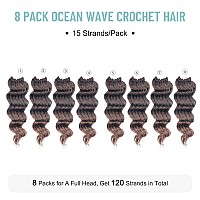 Toyotree Ocean Wave Crochet Hair 9 Inch 8 Packs Ombre Brown Short Curly Deep Wave Crochet Hair Synthetic Ocean Wave Braiding