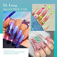 Lionvison Xl Long Square Nail Tips No C Curve Straight Flat Pre Shaped False Nails Half Cover Clear Nail Tips For Acrylic Nail