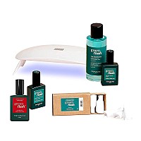 Manucurist green Flash Essentials gel Nail Polish Kit Poppy Red - 24W LED Nail Lamp + Base coat + Top coat + Bright Red Nail Polish + Nail Polish Remover + Nail clips