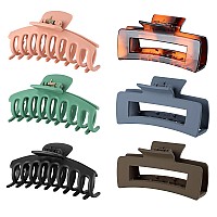 Ibuneerly Hair Claw Clips 6 Colors Claw Clips For Thick Hair Nonslip Large Strong Hold Hair Clips For Women 3 Square Matte An