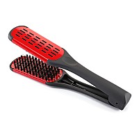 Aethland Double Sided Brush Clamp Straightener Boar Bristles Clamp Hair Straightening Brush With Detangler Hair Styling Tool