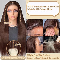 Azkiu Brown Straight Lace Front Wigs Human Hair Straight 13X4 Hd Lace Frontal Human Hair Wig Pre Plucked 150 Density Brazilian