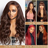 Azkiu Brown Straight Lace Front Wigs Human Hair Straight 13X4 Hd Lace Frontal Human Hair Wig Pre Plucked 150 Density Brazilian