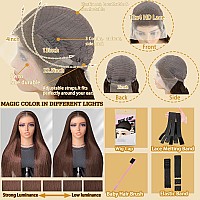 Azkiu Brown Straight Lace Front Wigs Human Hair Straight 13X4 Hd Lace Frontal Human Hair Wig Pre Plucked 150 Density Brazilian