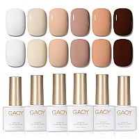 Gaoy Nude Gel Polish Set 6 Neutral Colors Gel Nail Kit For Nail Art Diy Manicure And Pedicure At Home