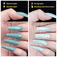 Burano Reflective Glitter Gel Nail Polish 73Ml Green Sparkle Reflective Nail Polish Gel Soak Off Uv Led Lamp Required For Nai