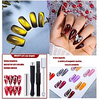 Jerclity 7 Pieces Cat Eye Magnet For Nails Doublehead Nail Magnetic Stick Multifunction Magnet Board Square Thickened Cat Eye