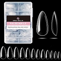 Una Gella Medium Almond Gel X Nail Tips 500Pcs Clear Fake Nails Tips Almond Shape Full Cover Short Almond Acrylic Gel Nail Ex