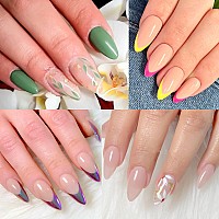 Una Gella Medium Almond Gel X Nail Tips 500Pcs Clear Fake Nails Tips Almond Shape Full Cover Short Almond Acrylic Gel Nail Ex