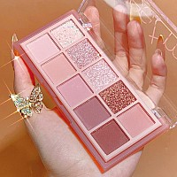 Go Ho 10 Colors Eyeshadow Palette,Matte&Glitter&Shimmer Eyeshadow Makeup,Pink Eye Black Pink Eyeshadow Shades,Naturing-Looking,High Pigment Waterproof Eye Shadow Palette Makeup,03