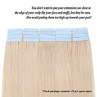 Benehair Remy Tape In Hair Extensions Human Hair Bleach White Seamless Skin Weft Tape In Real Human Hair Extensions Straight Hai