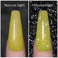 Rarjsm Reflective Gel Nail Polish Yellow Gel Nail Polish 75Ml 025Floz Yellow Nail Gel Glitter Gel Polish Summer Candy Collec