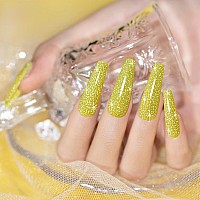 Rarjsm Reflective Gel Nail Polish Yellow Gel Nail Polish 75Ml 025Floz Yellow Nail Gel Glitter Gel Polish Summer Candy Collec