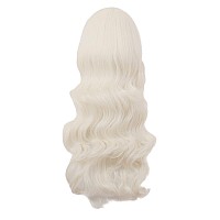 MapofBeauty 28 Inch/70 cm Charming Women Side Bangs Long Curly Full Hair Synthetic Wig (Platinum Blonde)