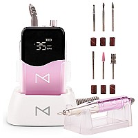 M Mase Nail Drill Professional 2In1 Cordless Electric Nail Drill Machine Portable Rechargeable Hd Display 35000 Rpm Acr