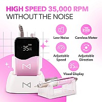 M Mase Nail Drill Professional 2In1 Cordless Electric Nail Drill Machine Portable Rechargeable Hd Display 35000 Rpm Acr