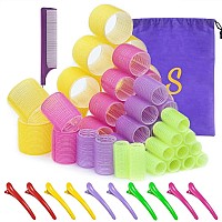 Hair Roller Sets,Self Grip 48 Pcs,Salon Hair Dressing Curlers,Diy Hair Styles,Heatless Hair Curlers, Lazy Hair Curle,Hair Rollers With Clips,Sungenol 4 Sizes Hair Rollers In 1 Set