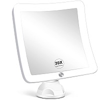 Fabuday 20X Magnifying Mirror with LED Light, Upgraded Lighted Makeup Mirror with Magnification, Portable Magnified Travel Mirror for Bathroom, Square