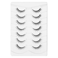 Gmagictobo Natural Lashes Short False Eyelashes Wispy Lashes Clear Band Lashes Pack Light Volume Soft Fake Eye Lashes 7 Pairs Mu