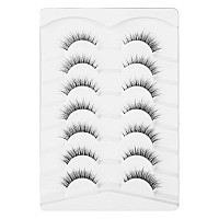 Gmagictobo Natural Lashes Short False Eyelashes Wispy Lashes Clear Band Lashes Pack Light Volume Soft Fake Eye Lashes 7 Pairs Mu