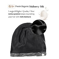 Yanibest 100 Mulberry Silk Lined Sleep Cap Christmas Silk Bonnet For Sleeping Dark Black Hair Cover Bonnet For Natural Hair A