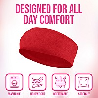 Styla Hair Headbands for Women Stretch Fashion Headbands 10 Pack Non-Slip Head Wraps Great for Spa, Sports, Yoga, Pilates, Running, Gym Headband, Workouts - Red