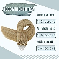 Fshine Microring Loop Hair Extensions Human Hair 20 Inch Golden Blonde Highlight Light Blonde Straight Micro Ring Hair Extension