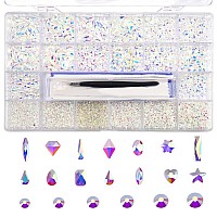 10000 Pcs Transparent Ab Crystal Flatback Rhinestones Set For Nail Art Crafts Makeup Tumblers Glitter Round With Tweezers An