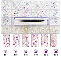 10000 Pcs Transparent Ab Crystal Flatback Rhinestones Set For Nail Art Crafts Makeup Tumblers Glitter Round With Tweezers An