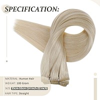 Fshine Platinum Blonde Weft Hair Extensions Human Hair 14 Inch 100 Gram Hand Tied Weft Hair Extensions Remy Hair Blonde Weft Hai