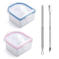 Nail Soaking Bowl 2Pcs Soak Off Gel Polish Dip Powder Remover Manicure Bowl With Triangle Cuticle Peeler And Stainless Steel Cu