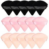 Pimoys 15 Pieces Powder Puff Face Soft Triangle Makeup Puff Velour Puff for Loose Powder Cosmetic Foundation Makeup Sponge Beauty Sponge Blender Makeup Tool(Black, Flesh, Pink)