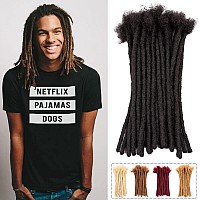 Teresa Medium 0.8cm and Small 0.4cm Width 12 Inch 40 Strands 100% Human Hair Dreadlock Extensions for Man/Women,Full Head Handmade Permanent Human Loc Extensions (Medium Size 0.8cm, Natual Black)