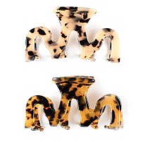 Large Hair Claw Clips Cutout Tortoise Shell Celluloid Hair Jaw Clips Hair Clamps For Women Ladies 2 Pack