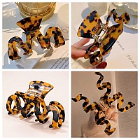 Large Hair Claw Clips Cutout Tortoise Shell Celluloid Hair Jaw Clips Hair Clamps For Women Ladies 2 Pack