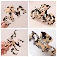 Large Hair Claw Clips Cutout Tortoise Shell Celluloid Hair Jaw Clips Hair Clamps For Women Ladies 2 Pack