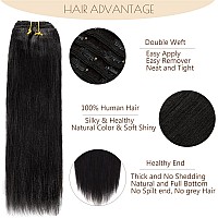 Italian Yaki Straight Hair Clip In Hair Extensions Real Remy Human Hair 8A Grade Thick Virgin Hair Clip Ins 4C African Americans