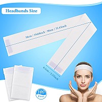 Noverlife 100Pcs Disposable Spa Facial Headbands, Elastic Headband Wrap With Adjustable Magic Tape, Stretch Non-Woven Facial Bandeau, Soft Skin Care Essential Headband With Convenient Closure