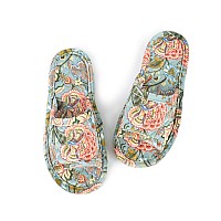 Loopuinhom Floral Velvet House Slippers For Women Lightweight Open Toe Washable Portable Foldable Comfortable Guest Hotel Trave