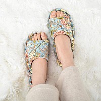 Loopuinhom Floral Velvet House Slippers For Women Lightweight Open Toe Washable Portable Foldable Comfortable Guest Hotel Trave