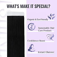 Fshine Jet Black Tape In Remy Hair Extensions 22 Inch Invisible Tape In Extensions Straight Hair Skin Weft Invisible Tape In Hai