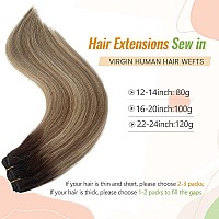 Balayage Hair Extensions Sew In Human Hair Wefts Hand Tied Weft Extensions Long 24 Inch Bundles Human Hair Straight Light Blonde