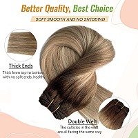 Balayage Hair Extensions Sew In Human Hair Wefts Hand Tied Weft Extensions Long 24 Inch Bundles Human Hair Straight Light Blonde