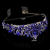 Cocide Sapphire Tiara Crowns Crystal Headband Rhinestone Crown With Combs Bride Headbands Bridal Wedding Prom Birthday Party Hai