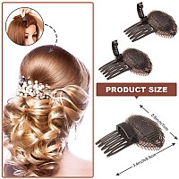 4 Pieces Puff Hair Head Cushion Invisible Fluffy Hair Pad Sponge Clip Front Hair Base Comb Bun Bump Up Volume Hair Base Invisible Fluffy Styling Insert Increase Hair Pad for Women Girls (Brown)