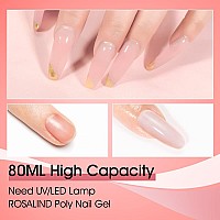 Soft Pink Poly Extension Gel Rosalind 80Ml Pink Poly Nail Gel Builder High Capacity For Nail Art Decoration Pink Poly Nail Thi