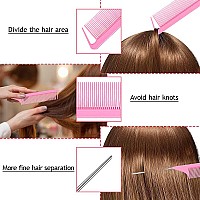 Tsmaddts Hair Styling Tool Set 3 Pcs French Braid Tool Rat Tail Comb And Metal Braiding Pin In Pink